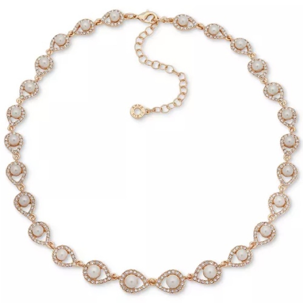 Anne Klein Gold-Tone Pearl Collar Necklace, Gold